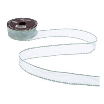 Pale Blue Wire Edge Organza Ribbon 25mm x 3m image number 2