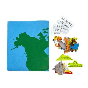 World Map with Felt Characters and Landmarks image number 3