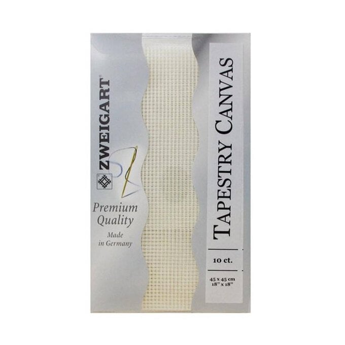 Zweigart White Tapestry Canvas 10 Count 45cm x 45cm image number 1