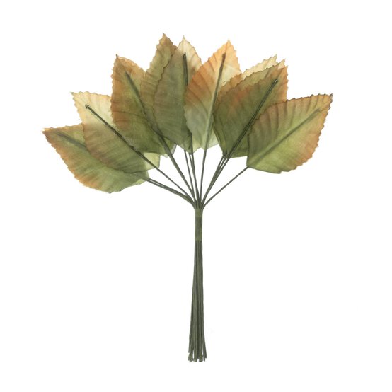 Green and Orange Rose Leaves 12 Pack image number 1