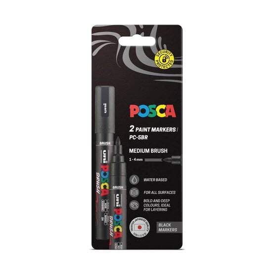 Uni-ball Posca Black PC-5BR Marker Pens 2 Pack image number 1