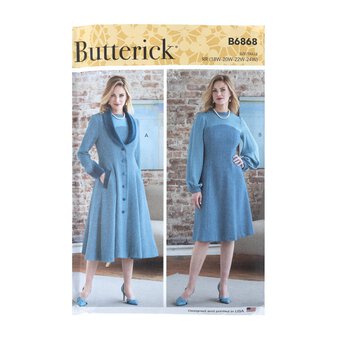 Butterick Women's Coat and Dress Sewing Pattern B6868 (RR 18W-24W)