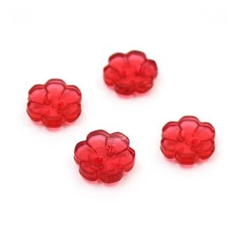 Hemline Red Novelty Flower Button 4 Pack