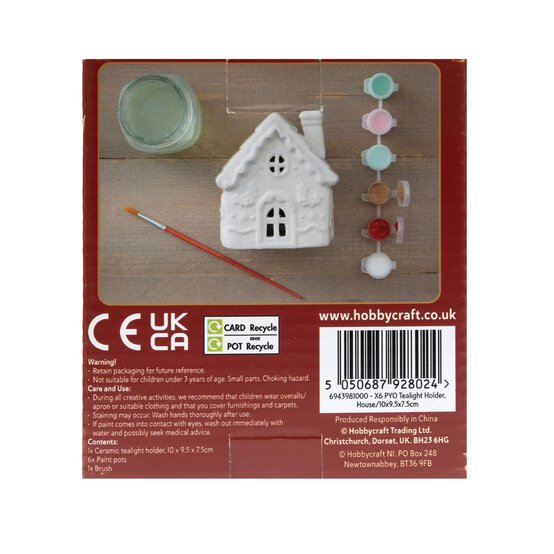 Paint Your Own Ceramic House Tealight Holder image number 4