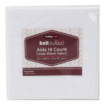 White 14 Count Aida Fabric 30cm x 46cm