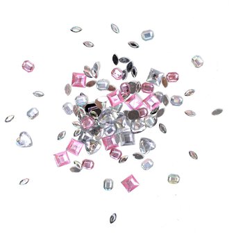 Pink Assorted Multi Shape Gems 90g