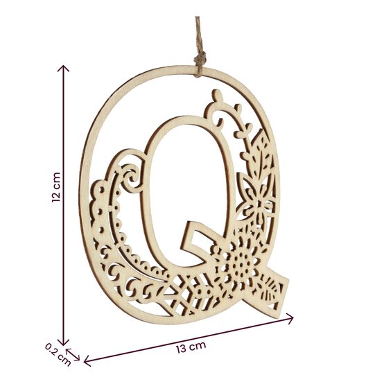 Wooden Filigree Hanging Letter Q 12cm image number 4