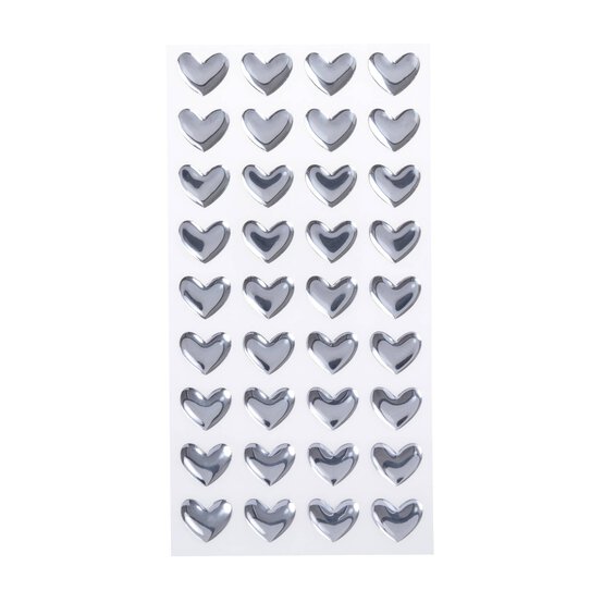 Silver Heart Epoxy Stickers 36 Pack image number 1