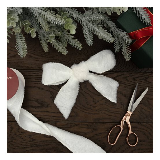 White Fur Wire Edge Ribbon 63mm x 3m image number 3