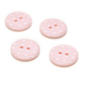Hemline Pink Novelty Spotty Button 4 Pack
