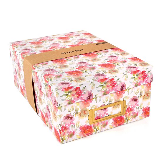 Pink Watercolour Storage Box 11cm x 20cm x 29cm image number 1