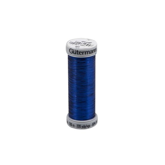 Gutermann Blue Metallic Silver Embroidery Thread 200m (8016) image number 1