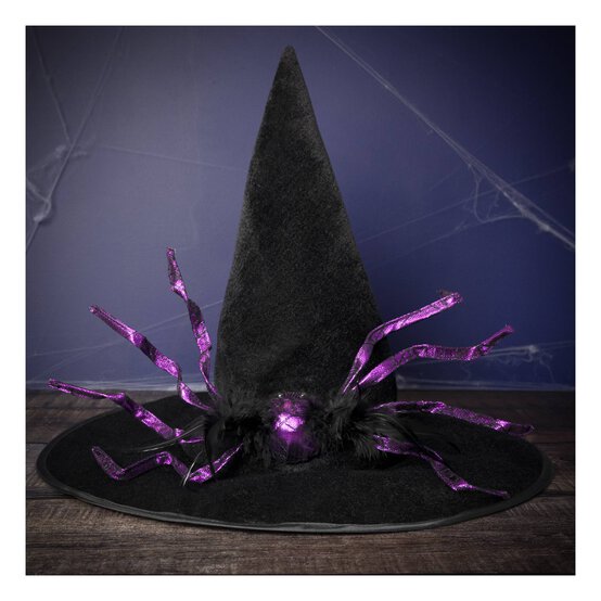 Black Witch&rsquo;s Hat with Purple Spider 45cm image number 1