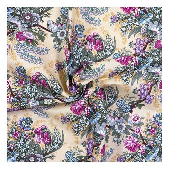 V&A Pressed in Time Country Bloom Cotton Fabric by the Metre