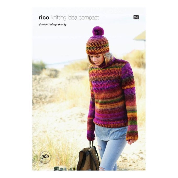 Rico Creative Melange Chunky Sweater and Hat Digital Pattern 360 image number 1