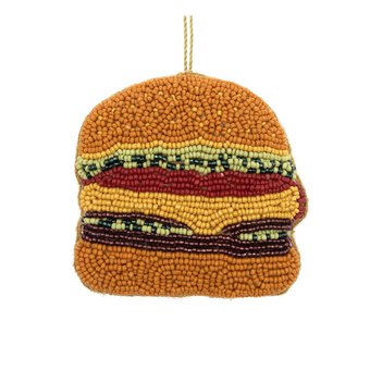 Hanging Beaded Burger Decoration 9cm