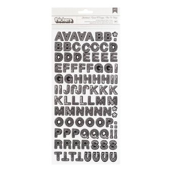 Sketchbook Printed Chipboard Letter Thickers Stickers 187 Pieces