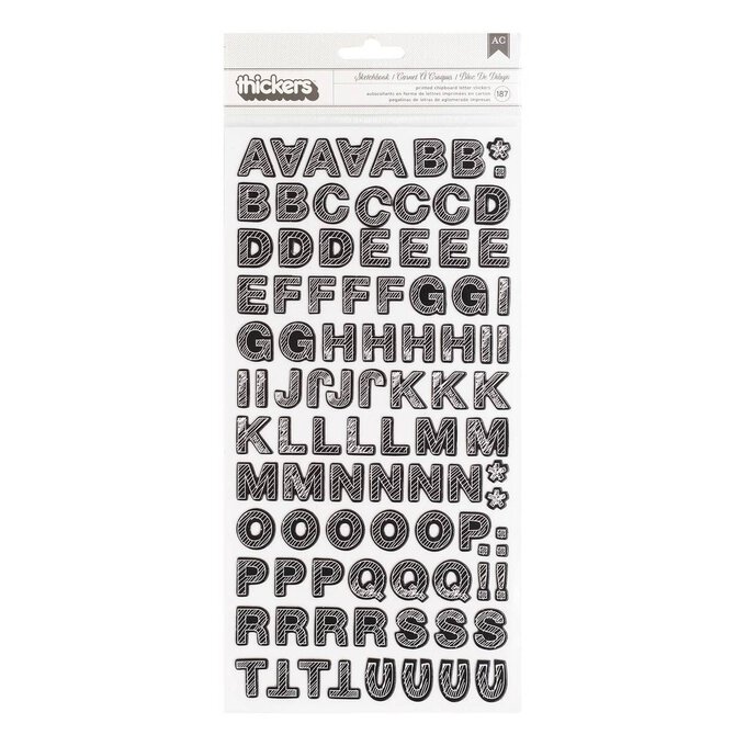 Sketchbook Printed Chipboard Letter Thickers Stickers 187 Pieces image number 1