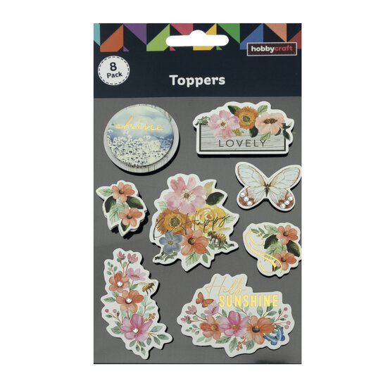 Watercolour Flower Card Toppers 8 Pack image number 4