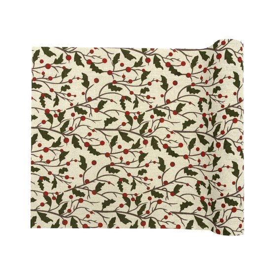 Holly and Berries Fabric Roll 28cm x 2m image number 3