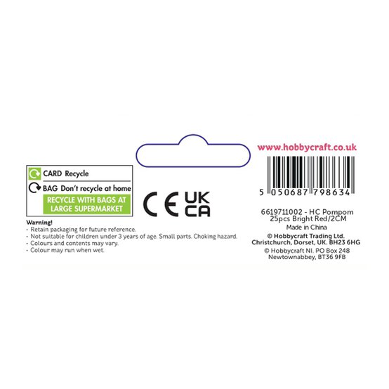 Bright Red Pom Poms 2cm 25 Pack image number 2