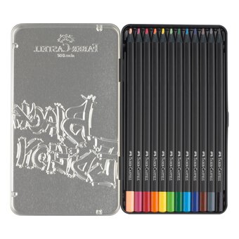 Faber-Castell Assorted Black Edition Colour Pencils Tin 12 Pack 