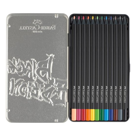 Faber-Castell Assorted Black Edition Colour Pencils Tin 12 Pack  image number 2