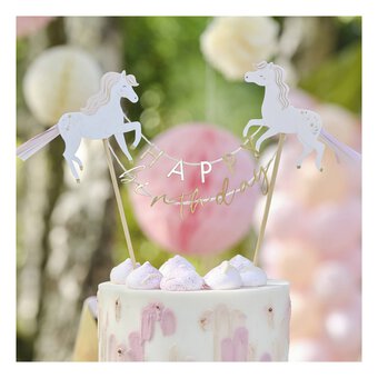 Ginger Ray Princess Horse Happy Birthday Cake Topper