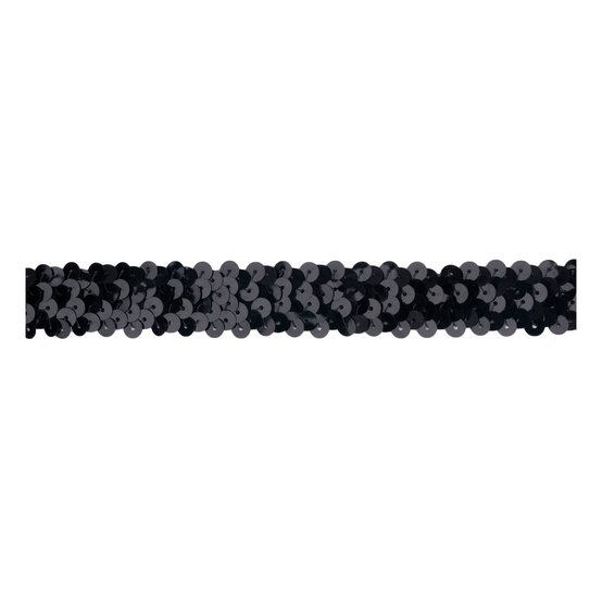 Black 20mm Sequin Stretch Trim by the Metre image number 1