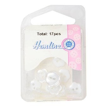 Hemline White Basic Flower Button 17 Pack image number 2