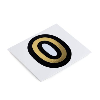 Black and Gold Vinyl Number 0 Sticker 5cm