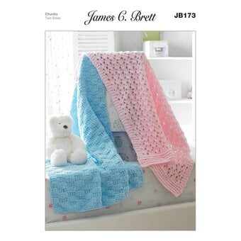 James C Brett Flutterby Chunky Blankets Pattern JB173