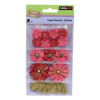 Red and Pink Paper Flowers 20 Pack