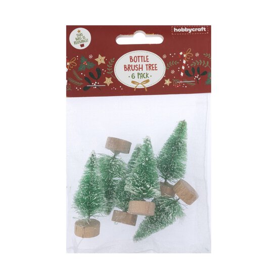 Mini Green Bottle Brush Trees 4.5cm 6 Pack image number 3