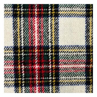White Brushed Tartan Fabric by the Metre