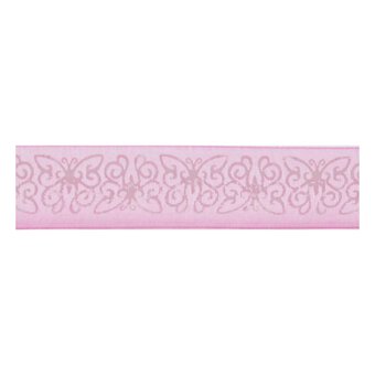 Pink Butterfly Organdie Ribbon 25mm x 3m