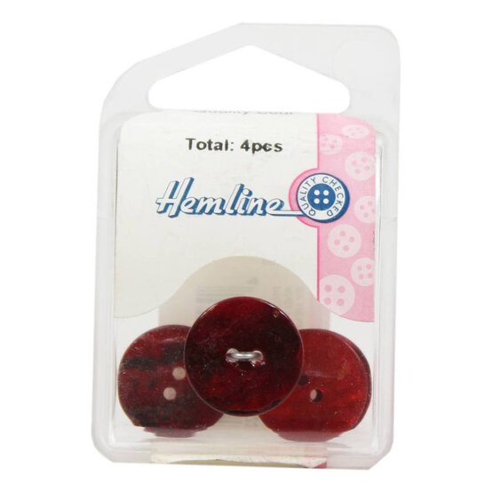 Hemline Red Shell Mother of Pearl Button 4 Pack image number 2