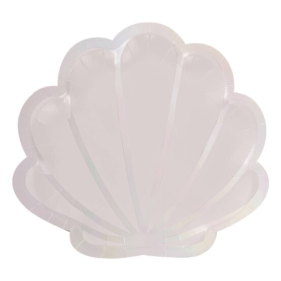 Ginger Ray Iridescent Mermaid Shell Paper Plates 8 Pack image number 1