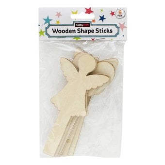 Wooden Angel and Butterfly Shape Sticks 6 Pack