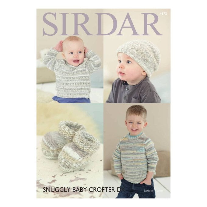 Sirdar Snuggly Baby Crofter DK Sweater Hat and Bootees Digital Pattern 4672 image number 1