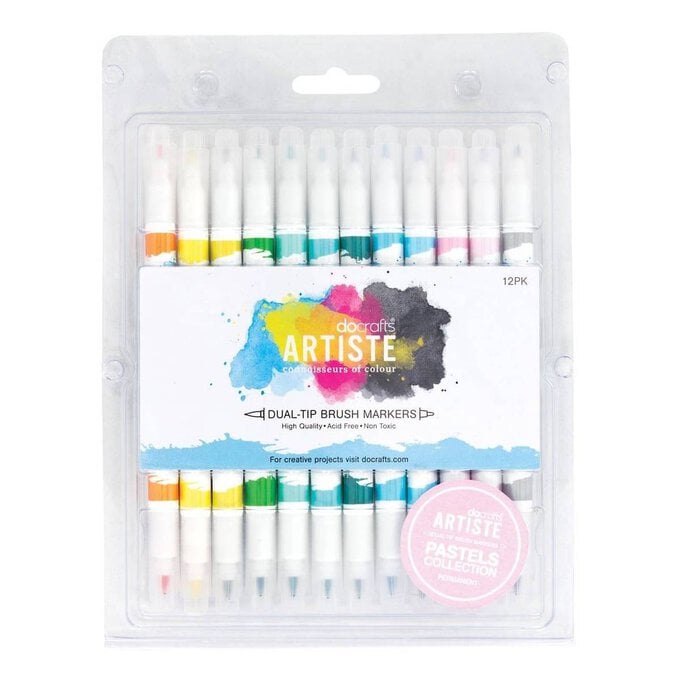 Pastel Dual Tip Brush Markers 12 Pack