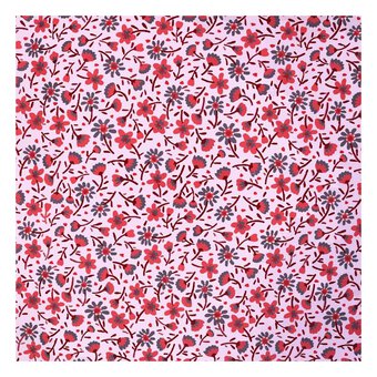 Pink Mindy Polycotton Ditsy Fabric by the Metre