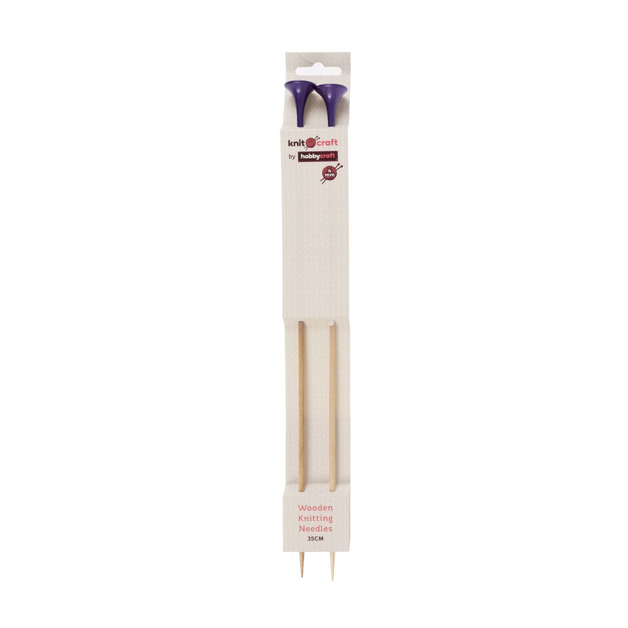 Knitcraft Wooden Knitting Needles 4mm x 35cm Hobbycraft