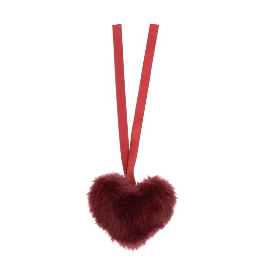 Burgundy Faux Fur Heart Pom 9cm image number 3