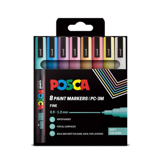 Uni-ball Posca Soft PC-3M Marker Pens 8 Pack image number 1
