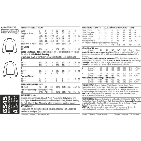 New Look Women's Flight Jacket Sewing Pattern 6545 image number 3