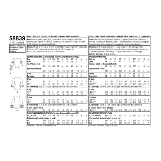 Simplicity Women's Tops Sewing Pattern S8839 (R5 14-22) image number 2