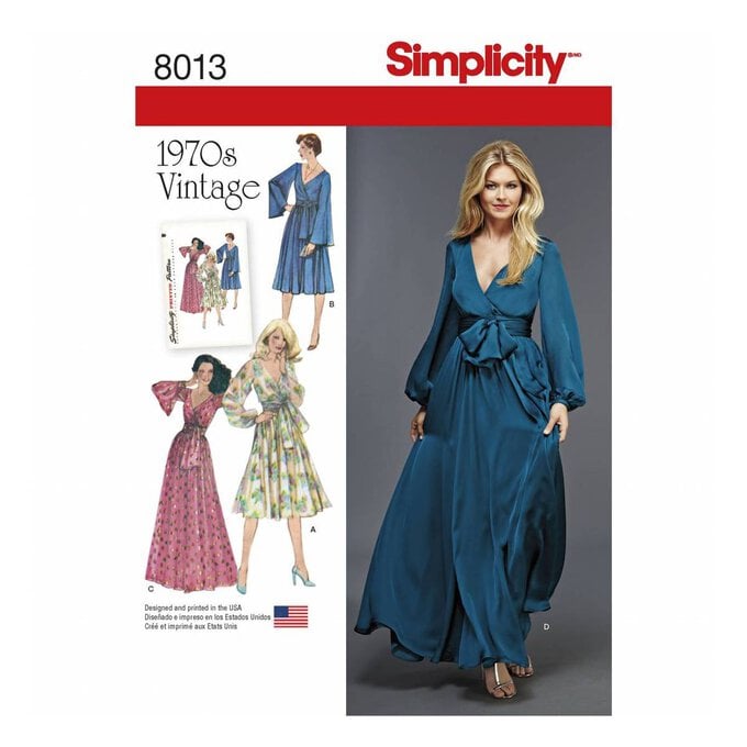 Simplicity 1970s Vintage Dress Sewing Pattern 8013 (14-22) image number 1