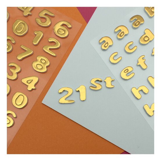 Gold Metallic Puffy Lowercase Alphabet Stickers 128 Pieces image number 2