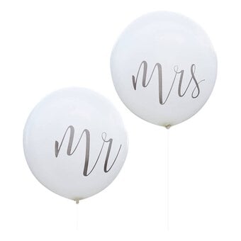 Extra Large Ginger Ray White Mr and Mrs Balloons 2 Pack
